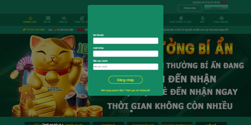 Đăng nhập Cwom Qua Website